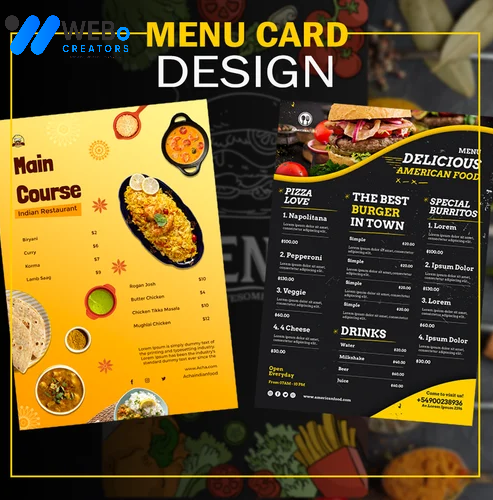 Restaurant digital menu board Dubai menu printing services online food menu design 2026